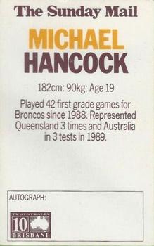 1990 Streets Brisbane Broncos #NNO Michael Hancock Back